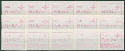 Südafrika ATM 1987 Serie Automaten-Nr. P.012-P.026 ATM 3 Serie 15 ATM postfrisch