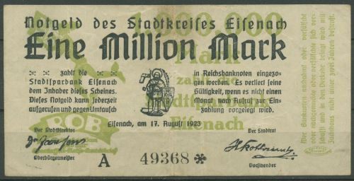Eisenach 1 Million Mark 1923, Keller 1278 b, gebraucht (K1024)