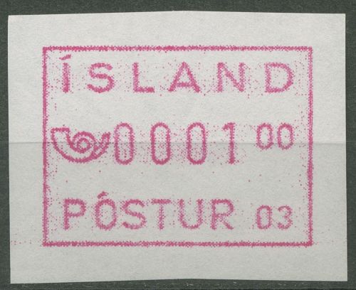 Island ATM 1993 Freimarke Automat 03, weißes Papier, ATM 2.1 XI postfrisch