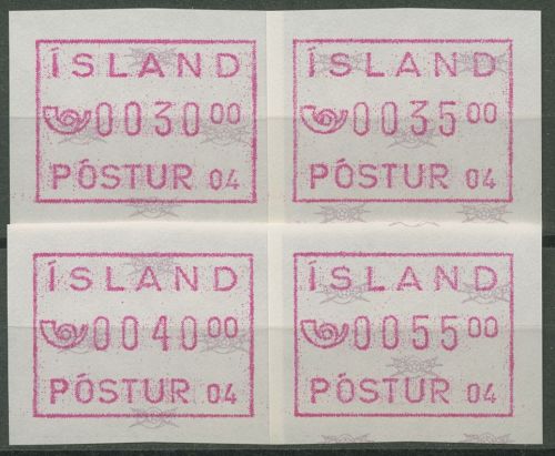 Island ATM 1993 Freimarke Automat 04, Satz 4 Werte, ATM 2.2 S2 postfrisch