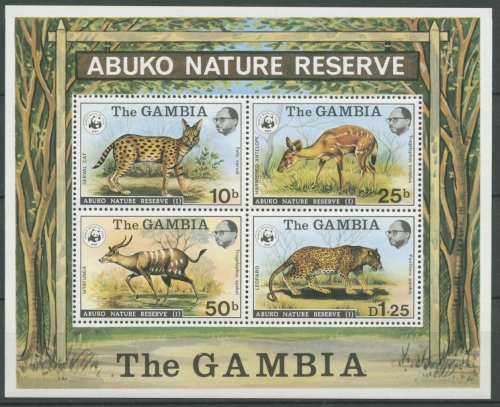 Gambia 1976 WWF Abuko-Naturschutzgebiet Serval Block 2 postfrisch (C23781)