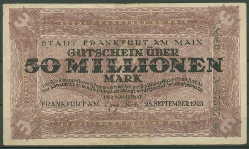 Frankfurt a. M. 50 Millionen Mark 1923, Keller 1522, gebraucht (K1045)