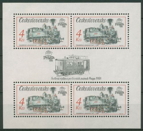 Tschechoslowakei 1987 PRAGA´88 Lokomotiven Block 71 postfrisch (C91870)