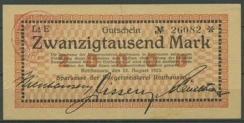 Rotthausen 20000 Mark 1923, Keller 4651 c, leicht gebraucht (K1061)