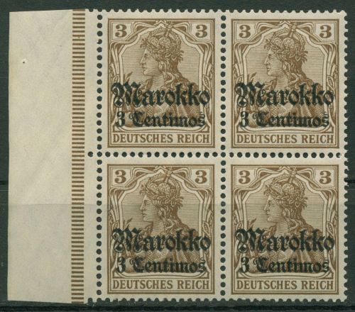 Deutsche Post in Marokko 1911/19 Germania Aufdruck 46 4er-Block Rand postfrisch