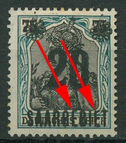 Saargebiet 1921 Germania mit Aufdruckfehler 50 AF VI mit Falz