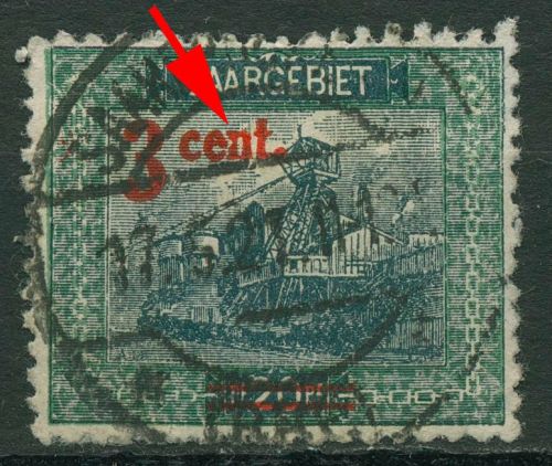 Saargebiet 1921 Förderturm mit Aufdruckfehler 70 AF V gestempelt