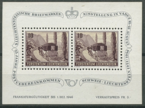Liechtenstein 1946 Briefmarken-Ausstellung Vaduz Block 4 postfrisch (C13655)
