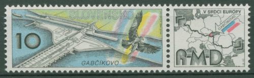 Slowakei 1993 Schiffe Donaustaustufe Fischadler 181 Zf postfrisch