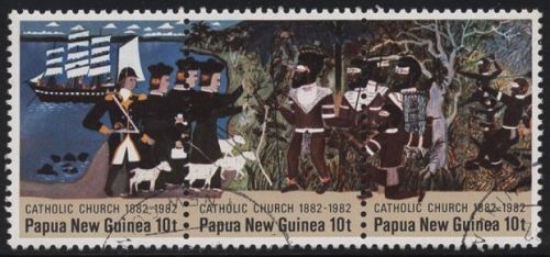 Papua Neuguinea 1982 100 J. katholische Mission 452/54 ZD gestempelt