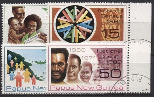 Papua Neuguinea 1980 Volkszählung Personen Landkarte 390/93 gestempelt