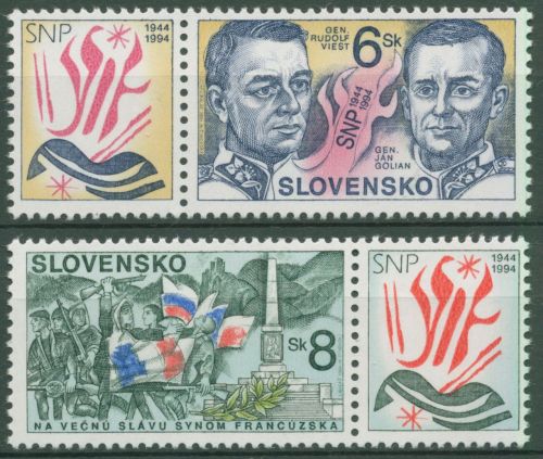 Slowakei 1994 Nationalaufstand Generäle 200/01 Zf postfrisch