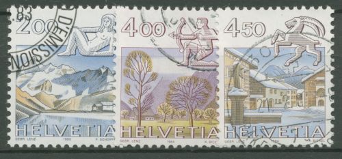 Schweiz 1983/84 Landschaften Tierkreiszeichen 1264/66 gestempelt