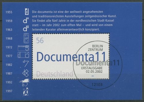 Bund 2002 documenta Kassel Block 58 ESST Berlin gestempelt (C98837)