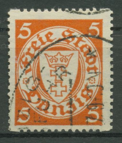 Danzig 1924 Staatswappen im Oval mit Rollenzähnung 193 Dy gestempelt