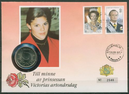 Schweden 1995 Prinzessin Victoria Numisbrief 5 Kronen (N223)