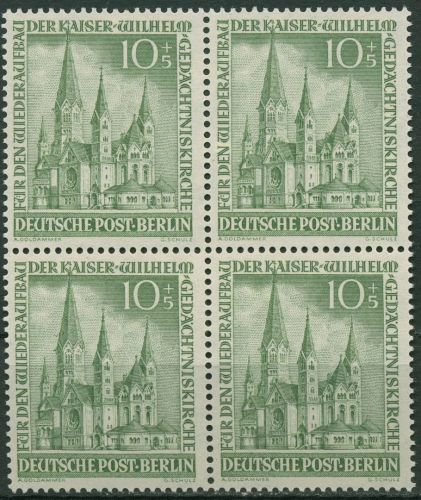 Berlin 1953 Kaiser-Wilhelm-Gedächtniskirche 107 4er-Block postfrisch