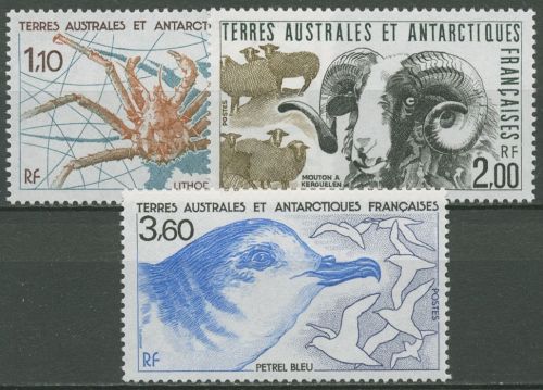 Franz. Antarktis 1989 Tiere Steinkrabbe Blausturmvogel Schaf 247/49 postfrisch