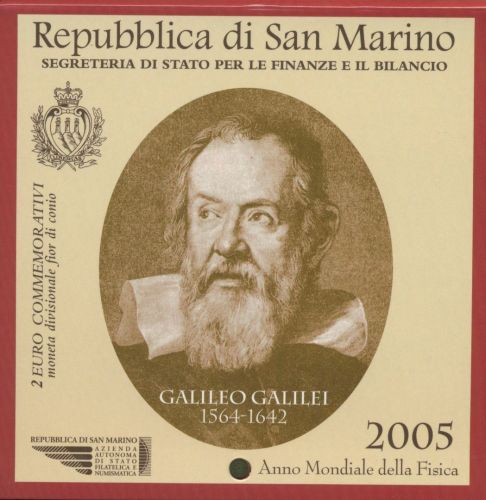 San Marino 2 Euro 2005 Galileo Galilei, im original Folder, st (m1438)