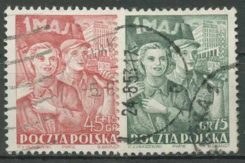 Polen 1952 Tag der Arbeit 1. Mai 736/37 gestempelt