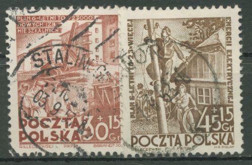 Polen 1952 Sechsjahresplan Wohnungsbau 746/47 gestempelt