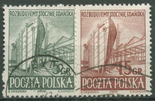 Polen 1952 Schiffswerften Danzig Schiffbau 775/76 gestempelt