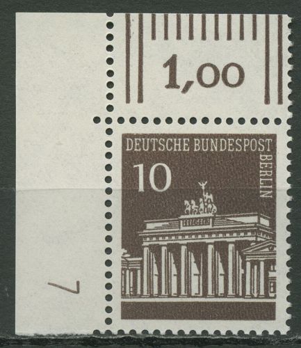 Berlin 1966 Brandenburger Tor Ecke mit Druckerzeichen 286 DZ 7 postfrisch