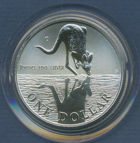 Australien Känguruh 1 Dollar 1997, 1 Unze Feinsilber, st in Kapsel (m6374)