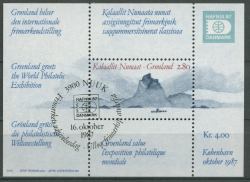Grönland 1987 Briefmarkenausstellung HAFNIA'87 Block 2 gestempelt (C13824)