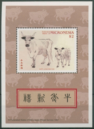 Mikronesien 1997 Chin. Neujahr: Jahr des Ochsen Block 19 postfrisch (C72874)