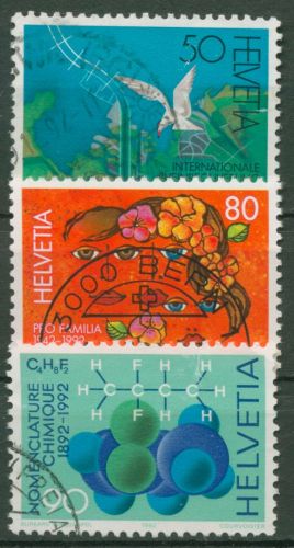 Schweiz 1992 Ereignisse Rhein Pro Familia Chemie 1465/67 gestempelt