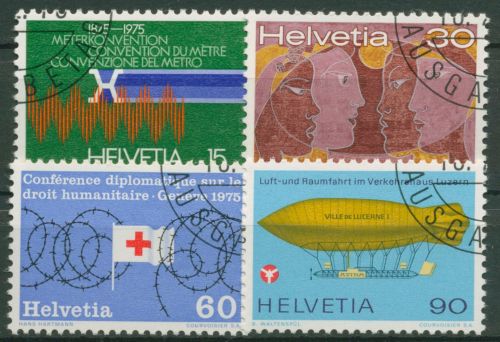 Schweiz 1975 Ereignisse Urmeter Rotes Kreuz Luftschiff 1046/49 gestempelt