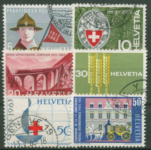 Schweiz 1963 Ereignisse Pfadfinder Alpen-Club Rotes Kreuz 768/73 gestempelt