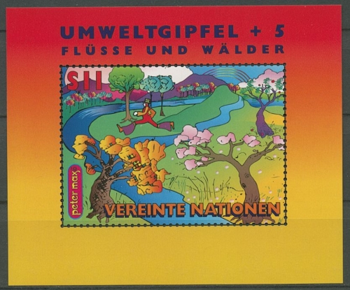 UNO Wien 1997 Umweltgipfel Flüsse u. Wälder Block 8 postfrisch (C14135)