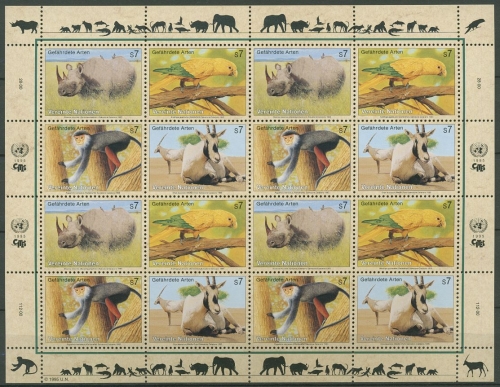 UNO Wien 1995 Gefährdete Arten: Tiere 180/83 ZD-Bogen postfrisch (C14186)