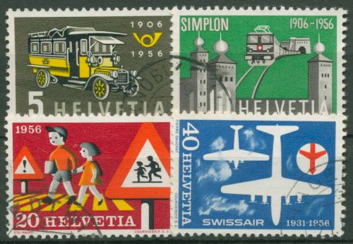 Schweiz 1956 Ereignisse Post Simplontunnel Swissair 623/26 gestempelt