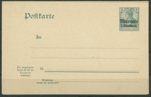 Deutsche Post in Marokko 1899 Postkarte mit Antwort P 3 ungebraucht (X14302)