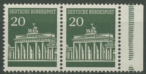 Bund 1966 Brandenburger Tor aus MHB 507 waag. Paar MHB postfrisch