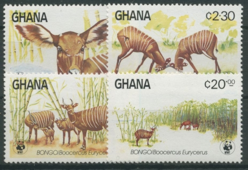 Ghana 1984 WWF Naturschutz Tiere Bongo 1060/63 postfrisch