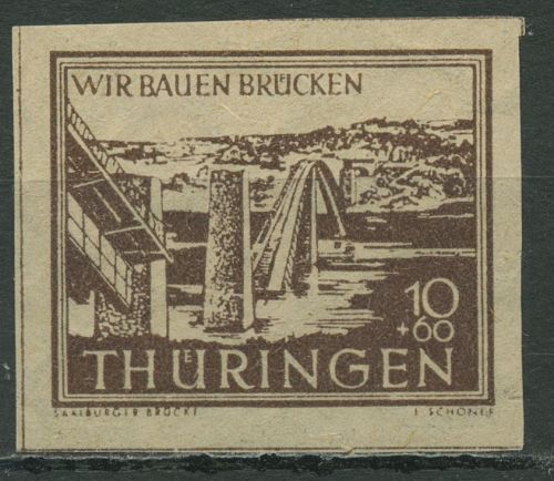 Thüringen 1946 Wiederaufbau dünnes Papier!!! 112 yy postfrisch geprüft