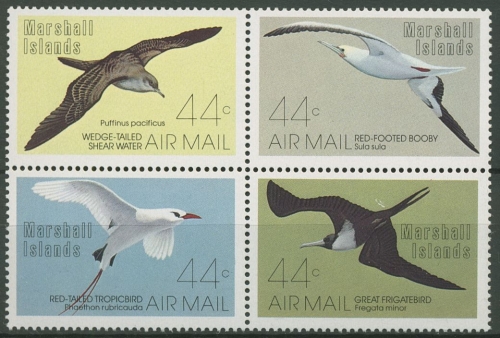 Marshall-Inseln 1987 Seevögel: Rotfußtölpel, Fregattvogel 105/08 ZD postfrisch