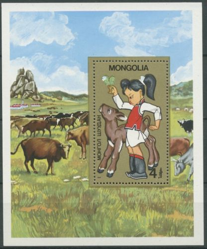 Mongolei 1985 Landwirtschaft Rinderzucht Block 107 postfrisch (C8738)