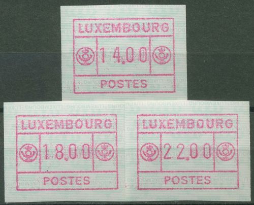 Luxemburg ATM 1992 Kronen, Papier Unterdruck kopfstehend Satz ATM 2d S2 postfr.