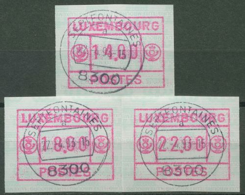 Luxemburg ATM 1992 Unterdruck Papier kopfstehend Satz ATM 3 S1 gestempelt