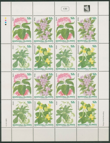 Marshall-Inseln 1991 Blumen 357/60 ZD-Bogen postfrisch (SG6296)