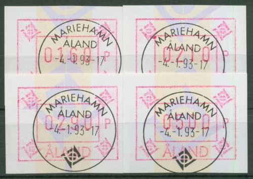 Aland 1993 ATM Satz 4 Werte mit WZ 1 ATM Satz 5 Yc S2 gestempelt
