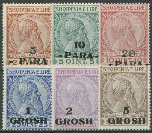 Albanien 1914 Skanderbeg mit Aufdruck 41/46 mit Falz