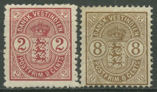 Dänisch Westindien 1903 Reichswappen 27/28 mit Falz