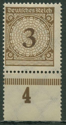 Dt. Reich 1923 Korbdeckelmuster Plattendruck Unterrand 338 Pa UR postfrisch