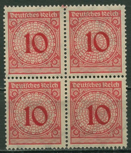 Deutsches Reich 1923 Korbdeckelmuster Walzendruck 340 Wa 4er-Block postfrisch